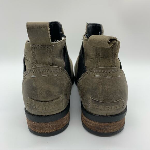 Sorel Emelie Chelsea Waterproof Leather Boots In Quarry Olive/Grey Sz 6.5 Winter - Picture 8 of 11